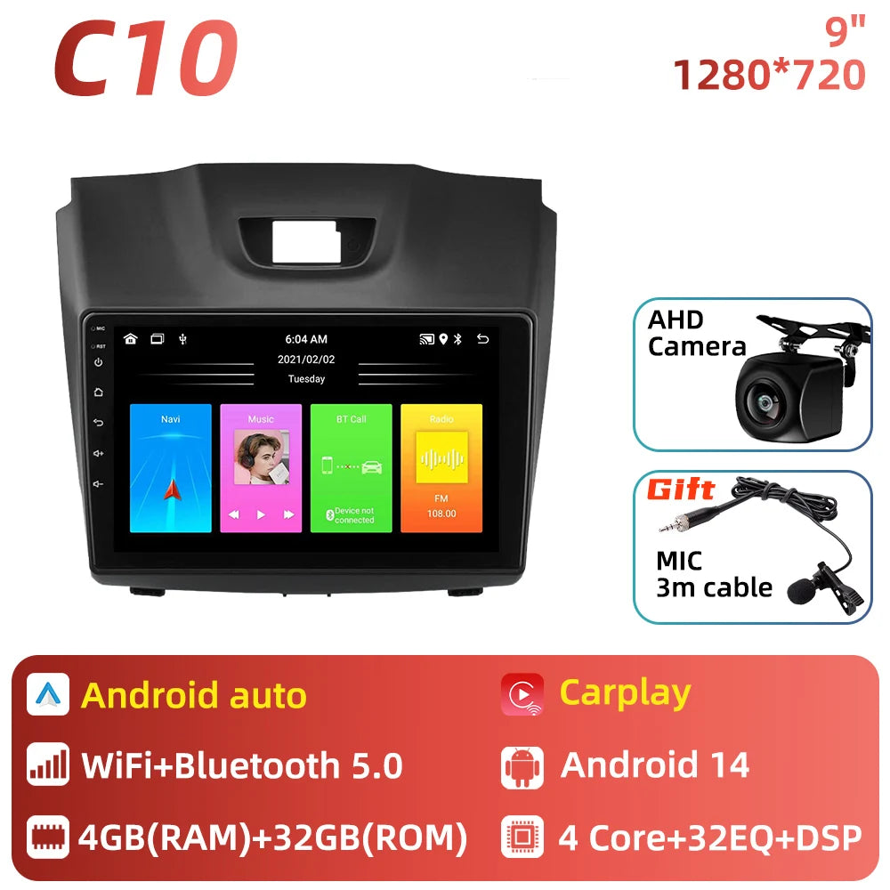 Car Multimedia For Chevrolet S10 Isuzu DMAX D-Max 2014 - 2018 Android Car Radio Player Carplay Auto GPS Navigation Stereo 2 Din