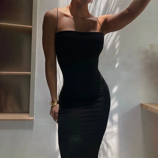 Women's Strap Sheath Dress - Sleeveless Bodycon Ankle-Length Summer Party Dress - photo 4