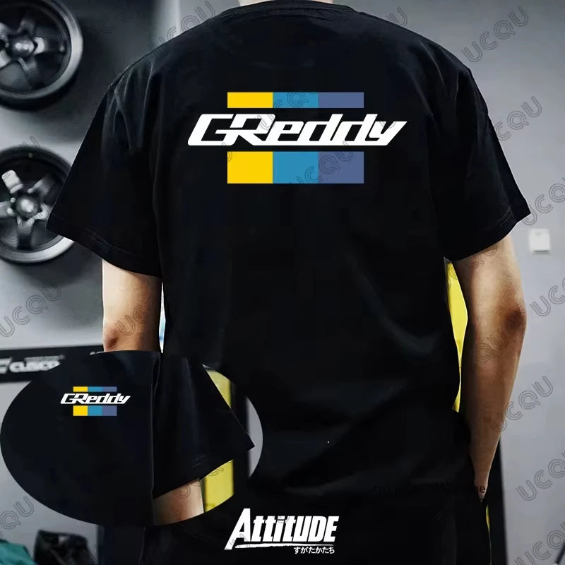 2025 New Japan JDM Modified Car Toyota Honda Mitsubishi Greddy Cotton Short-sleeved Motorcycle T-shirt Streetwear Unisex Tops