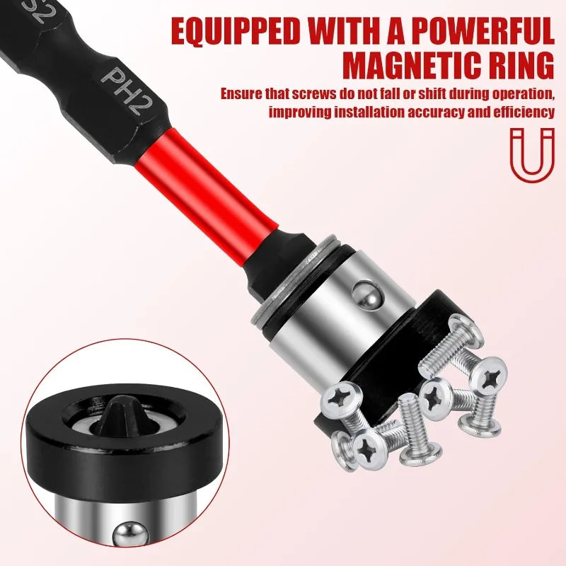 10/1x Magnetic Positioning Screwdriver Bits Hex Shank S2 Drywall Screw Bits for Batch Head Drilling Tools Gypsum Board Locating