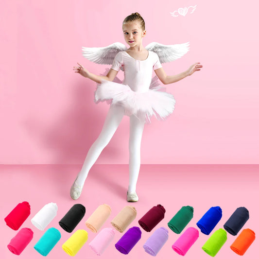 Girls Candy-Color Ballet Dance Tights - Soft Velvet Footed Stockings