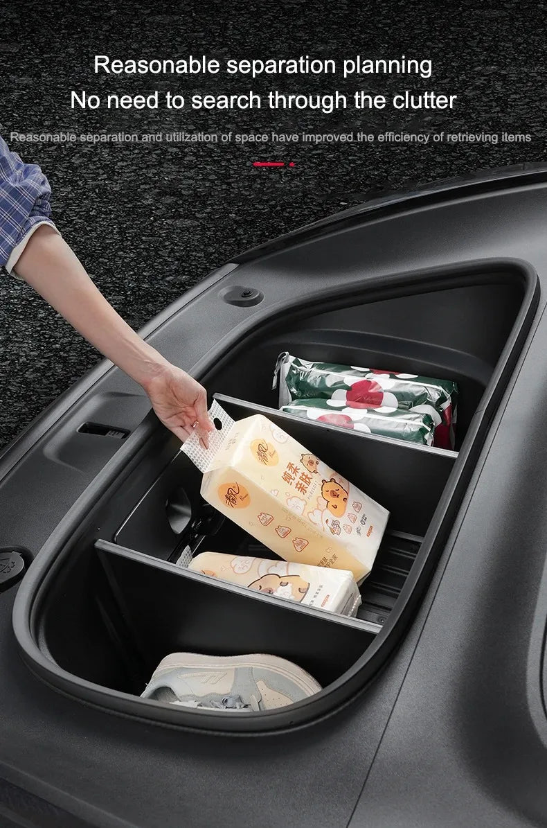 For Tesla Model Y 2026 Juniper TPE Front Trunk Cargo Liner Tray Mat Frunk Layered Partition Plate Organizer Divider Baffle Board