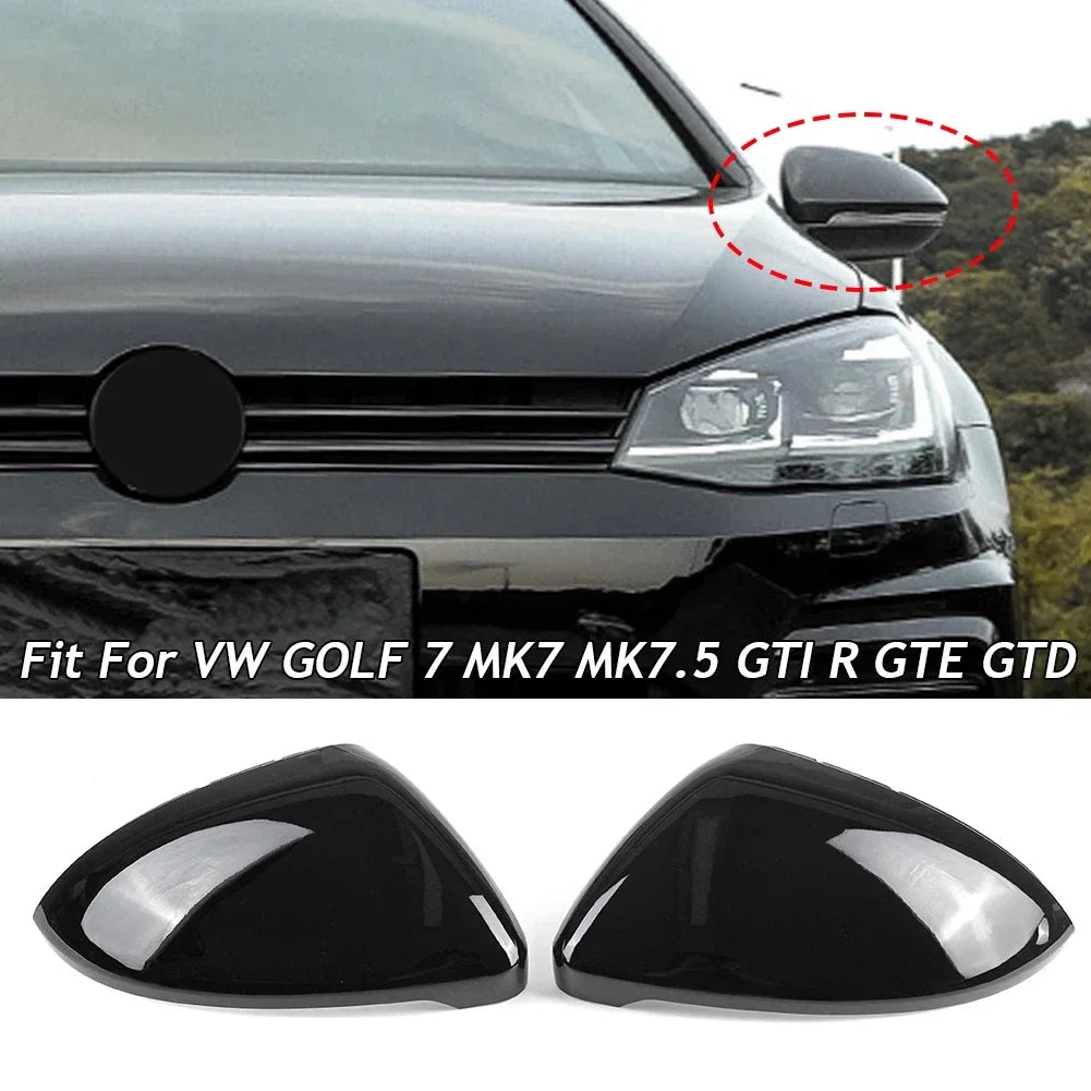 Glossy Black Auto Rearview Mirrors Cover Side Mirror Caps Car Accessories Fit For VW Golf 7 MK7 MK7.5 GTI R GTE GTD 2013-2020