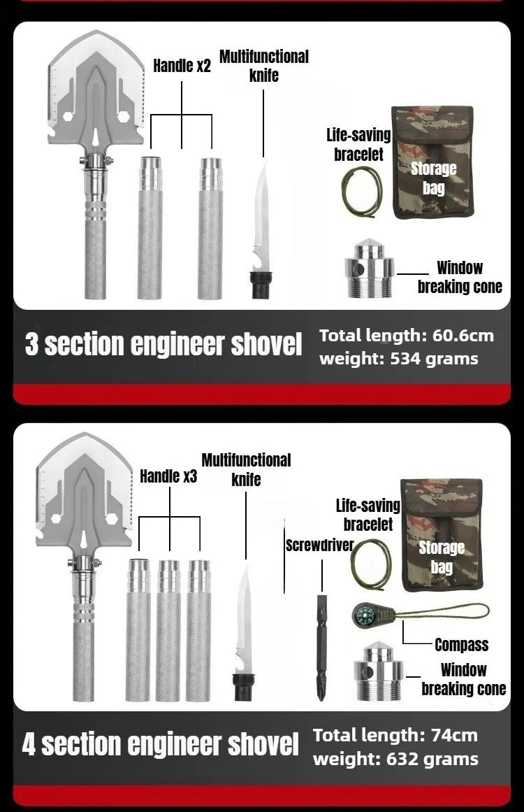 Multifunctional Shovel Folding Military Shovel Self-defense Outdoor Survival Supplies Set Garden Tools Camping Accessories