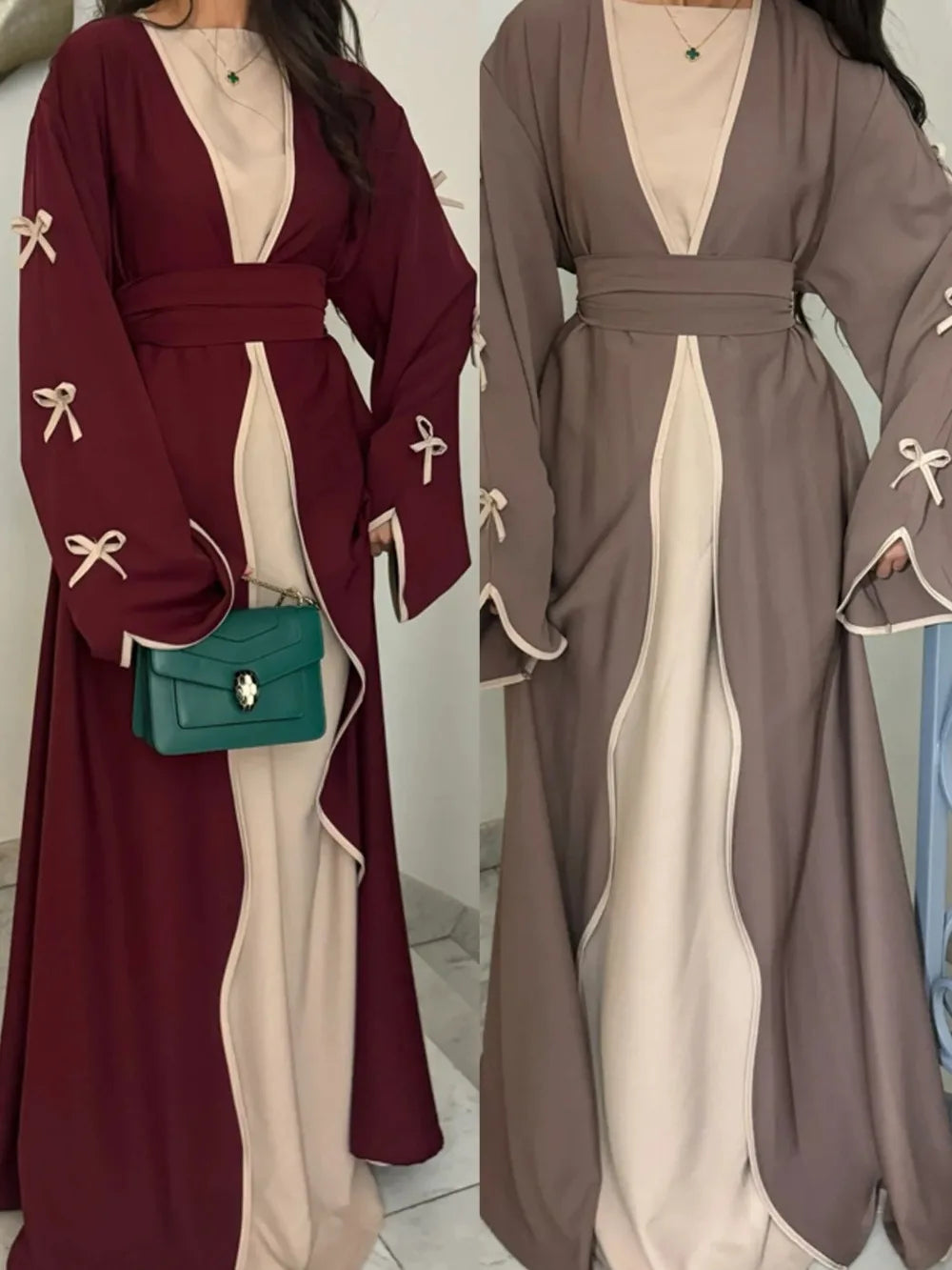 Eid Bow Abaya Women Cardigan Dress Muslim Party Caftan Robe Jalabiya Morocco Dubai Kaftan Islam Vestidos Largos Ramadan 2026