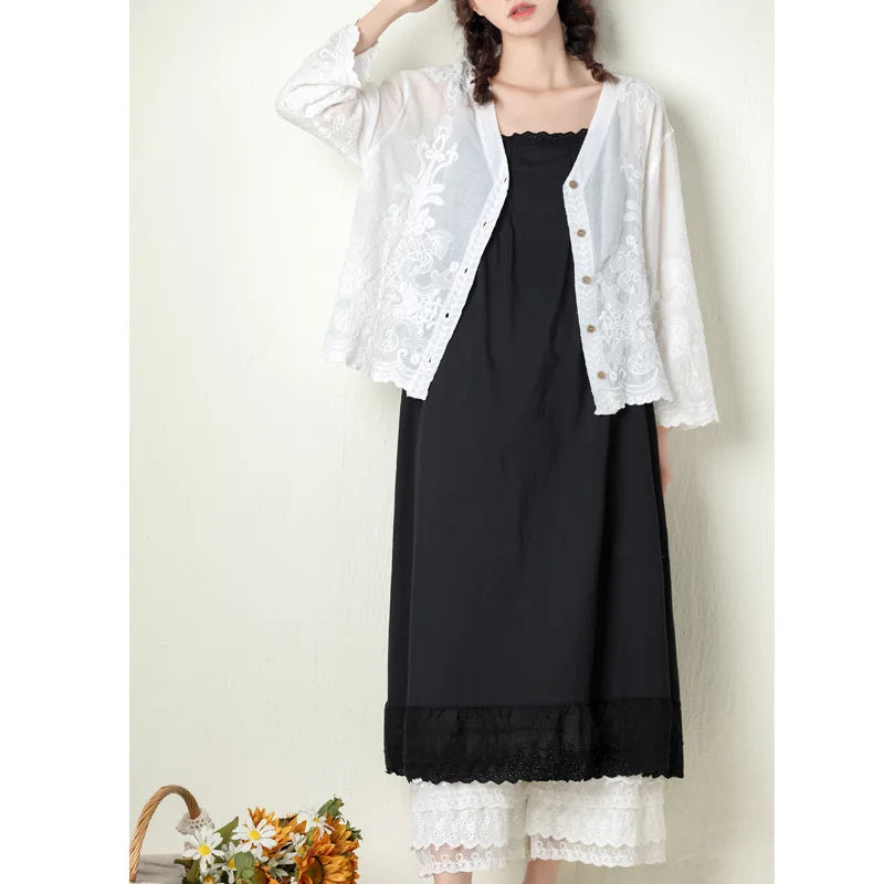 Johnature 2026 Summer New Japanese Casual Spaghetti Strap Thin All Match Dress For Women Solid Color Cotton Female Dresses