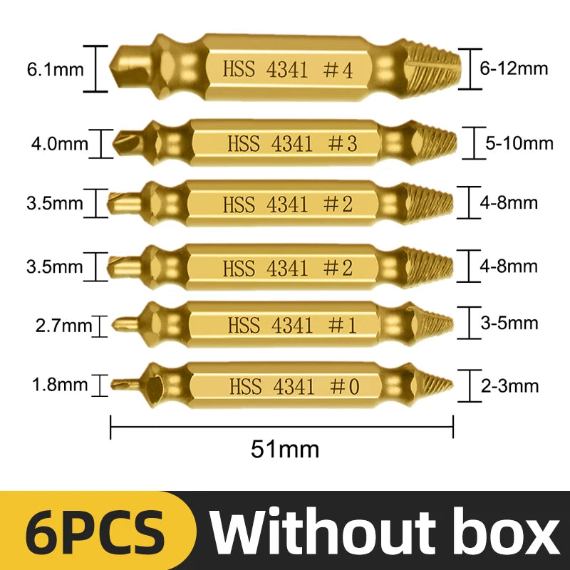 TOOLEYE Damaged Screw Extractor Set Center Drill Bit Set Woodworking Tools Broken Bolt Extractor Bolts Screws Remover Extractor