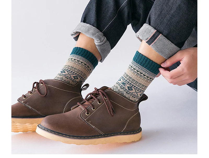 Men's Wool Blend Winter Socks, 5 Pairs