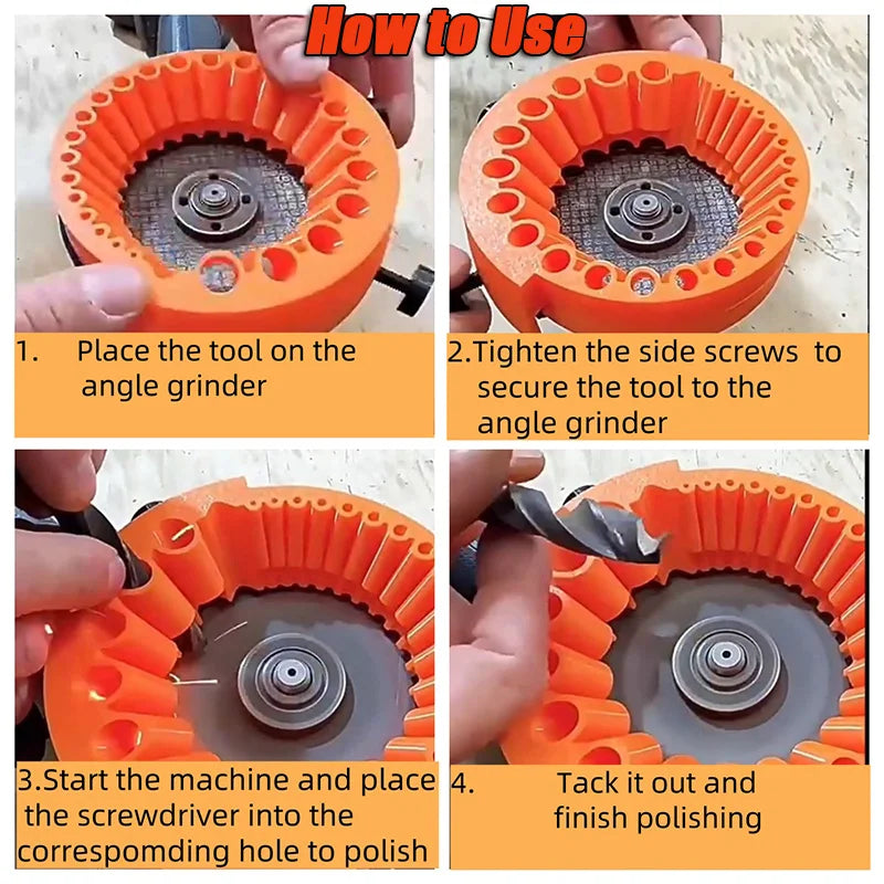 Anti-Stripping Angle Grinder Drill Bit Sharpener 2-13mm 20 Holes with Metal Thread Inserts Fit 115/125 Grinders Renew Old Bits