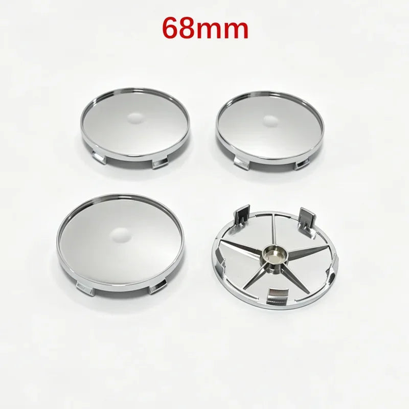 New 4pcs 68mm 65mm 60nmm 56mm 50mm 49mm 48mm Black Chrome Silver Blank Base Rim Cap For Car Modification Universal No Logo Hub C