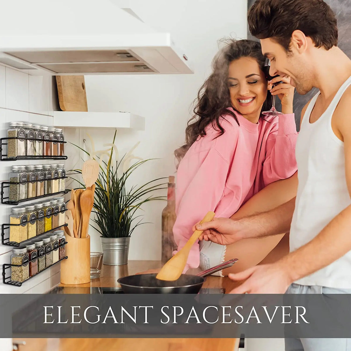 Wall-Mount Metal Spice Racks - Cabinet Door Organizer, 2 or 4 Pack - photo 3