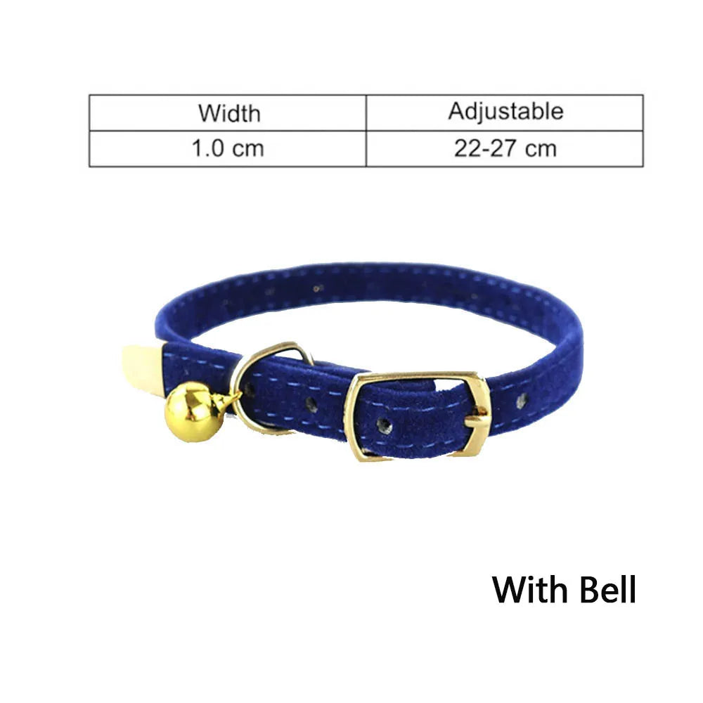 Solid Colour Cat Collar with Bell - Adjustable Safety Collar – photo 7