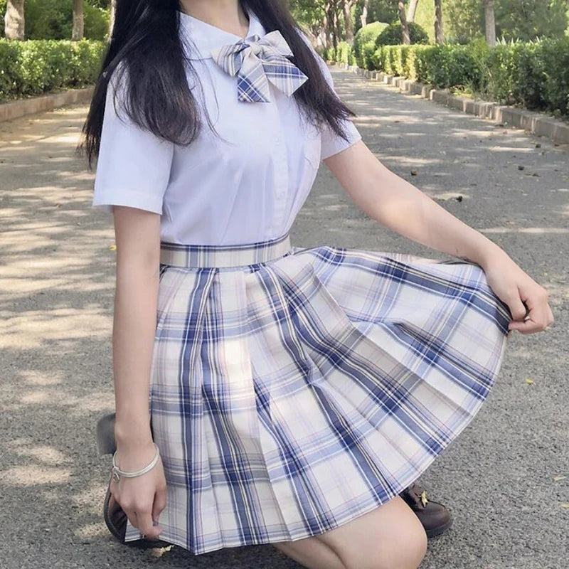 ZOKI Plaid Pleated Mini Skirt – Bow Knot High Waist Preppy Style | Harajuku Aesthetic Women's A-Line Dance Skirt | S-XXL
