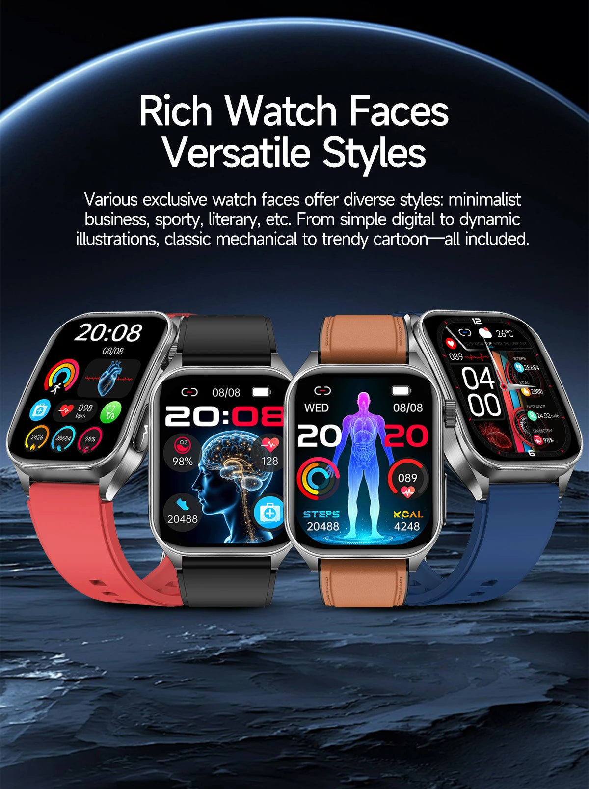 2026 AI-GPT ECG Health Smartwatch – Blood Pressure, Lipid, Uric Acid & 650nm Dual-Probe Laser | Men & Women
