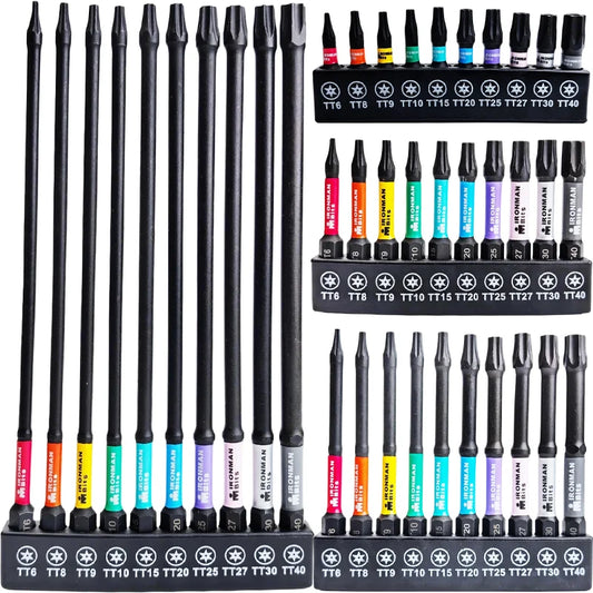 Torx Impact Tough Magnetic Screwdriver Bit S2 Steel Steel Long Extension Driver Drill Bits Hex Shank Batch Head with Base Holder