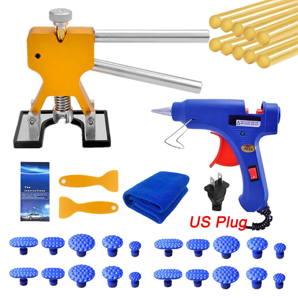 Professional Paintless Car Dent Repair Kit – 25/35/77PCS Auto Body Dent Removal Tools with Puller & Glue Gun