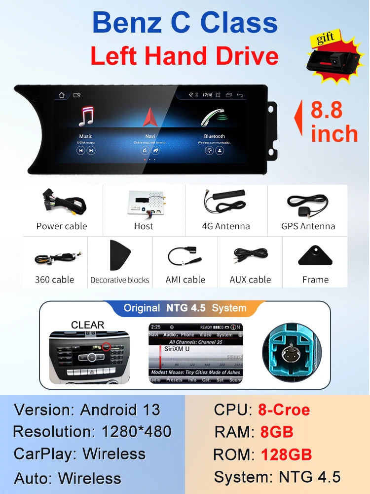 STWEI Factory Price 8.8inch Android AUTO Car Multimedia Player For Mercedes Benz C Class 11-15 W204 S204 Intelligent System