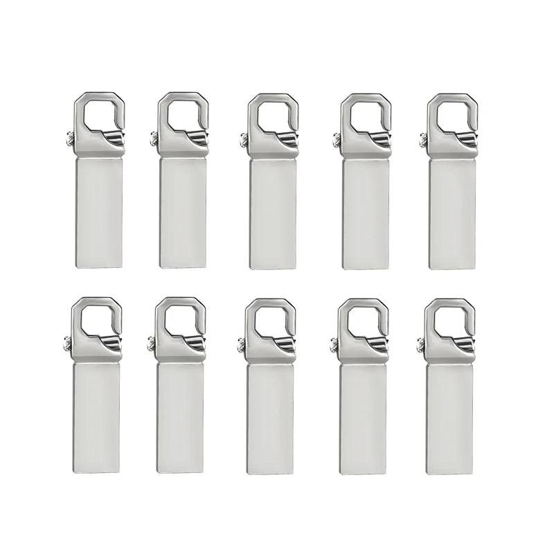 Metal USB 2.0 Flash Drive 10-Pack — Bulk Memory Sticks 4GB to 128GB