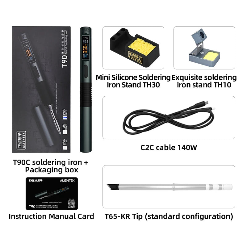 ALIENTEK T90 Smart Soldering Iron PD 140W Adjustable Temperature DC 28V 80-450℃ Welding Solder Station Kit C245 C210 T65 Tools