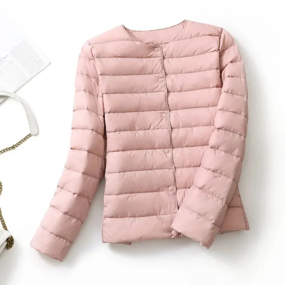 Women's Lightweight Puffer Jacket - Matte Short Winter Coat - photo 5