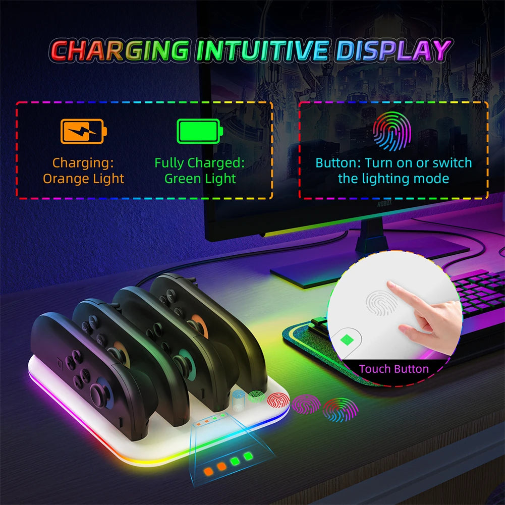 Controller Charger Dock for Nintendo Switch 2 Joycons Charging Stand Station for Nintendo Switch Accessories Support 4 Joy-con