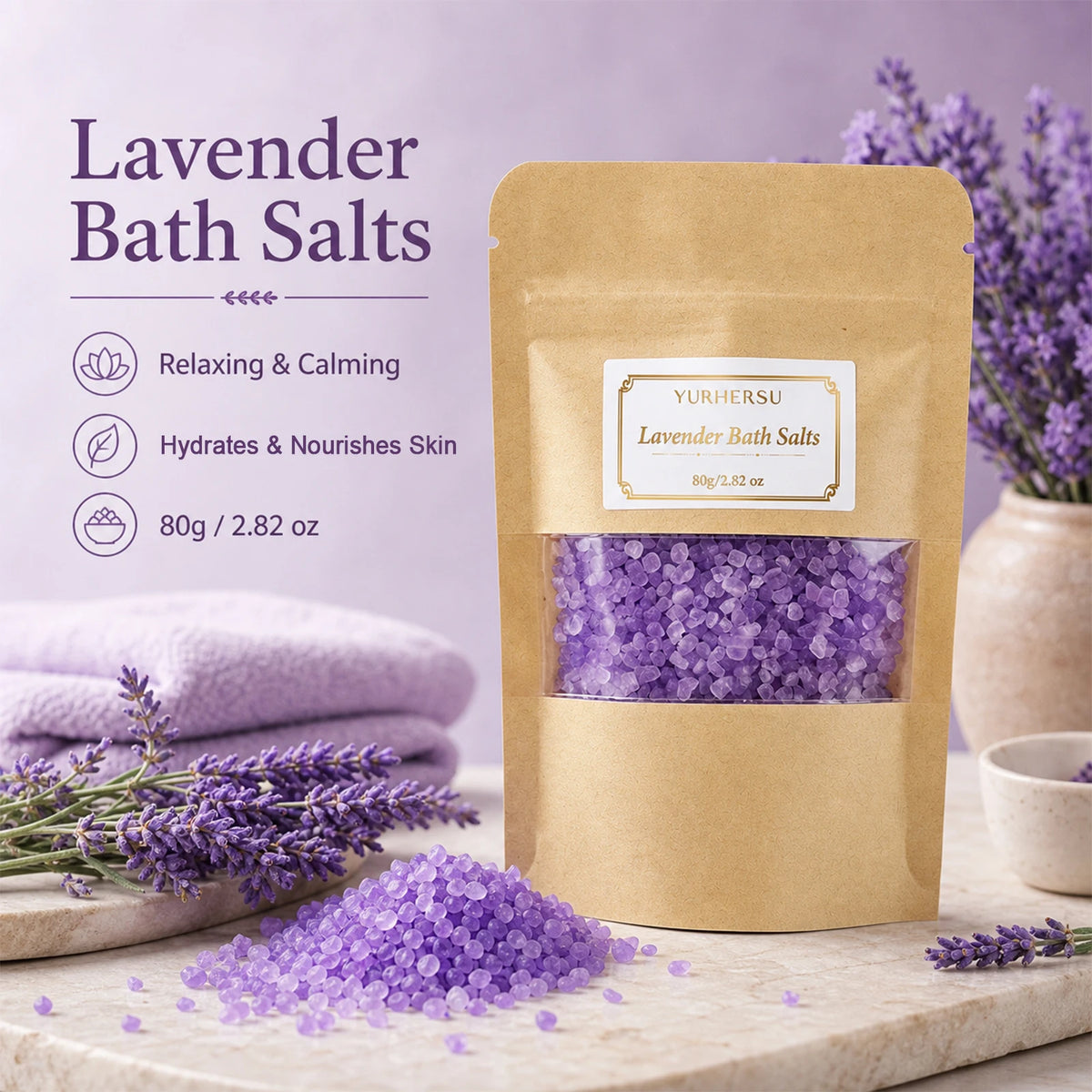 Lavender bagged bath salt，Deeply moisturize and nourish，Portable，87307426195，Containing essential oils，Halloween gifts, wedding
