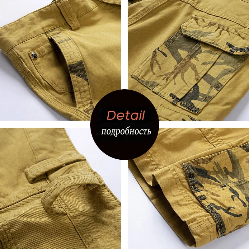 Men's Cargo Camouflage Shorts — Cotton Multi-Pocket Casual Beach Shorts