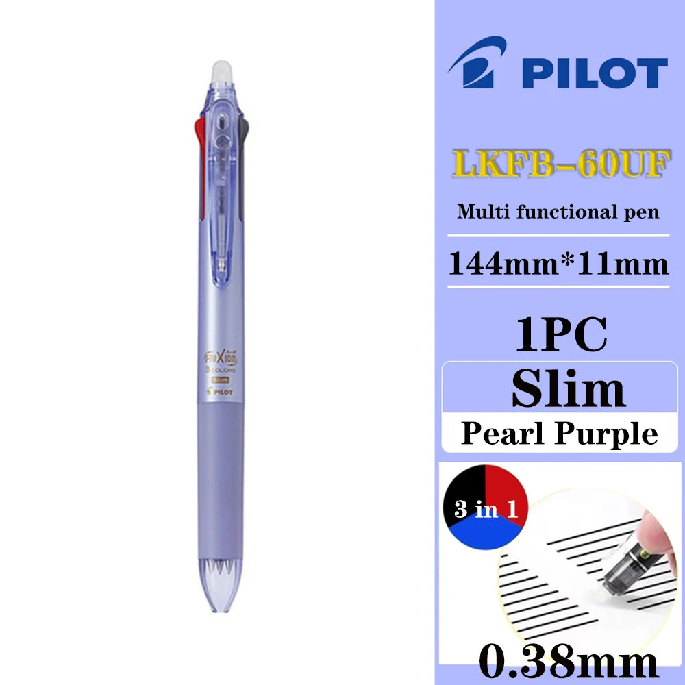Japan Pilot Frixion Pen 3 in 1 Erasable Gel Pen 3 Colors 0.5mm /0.38mm LKFB-60EF Slim Pen Holder Back To School Stationery