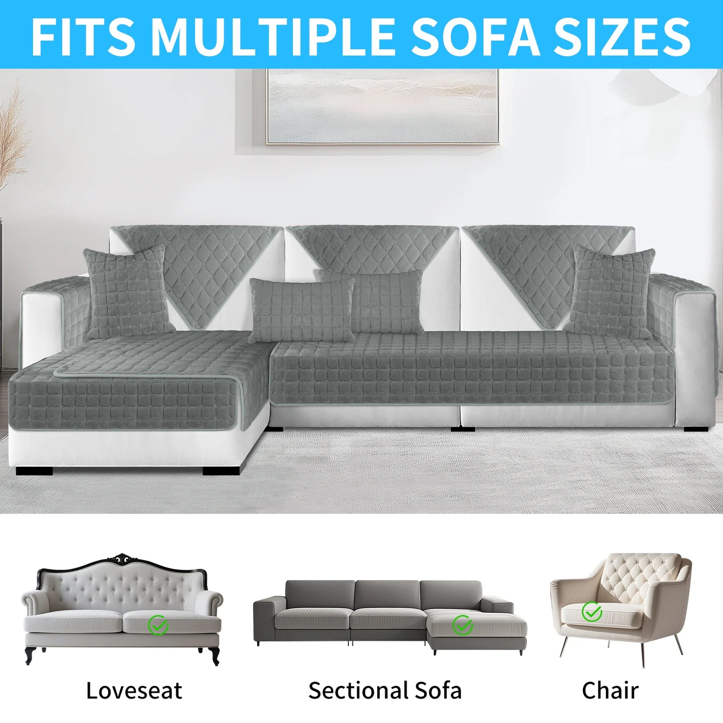 Plush Velvet Non-Slip Sofa Cover for Stylish Living Rooms