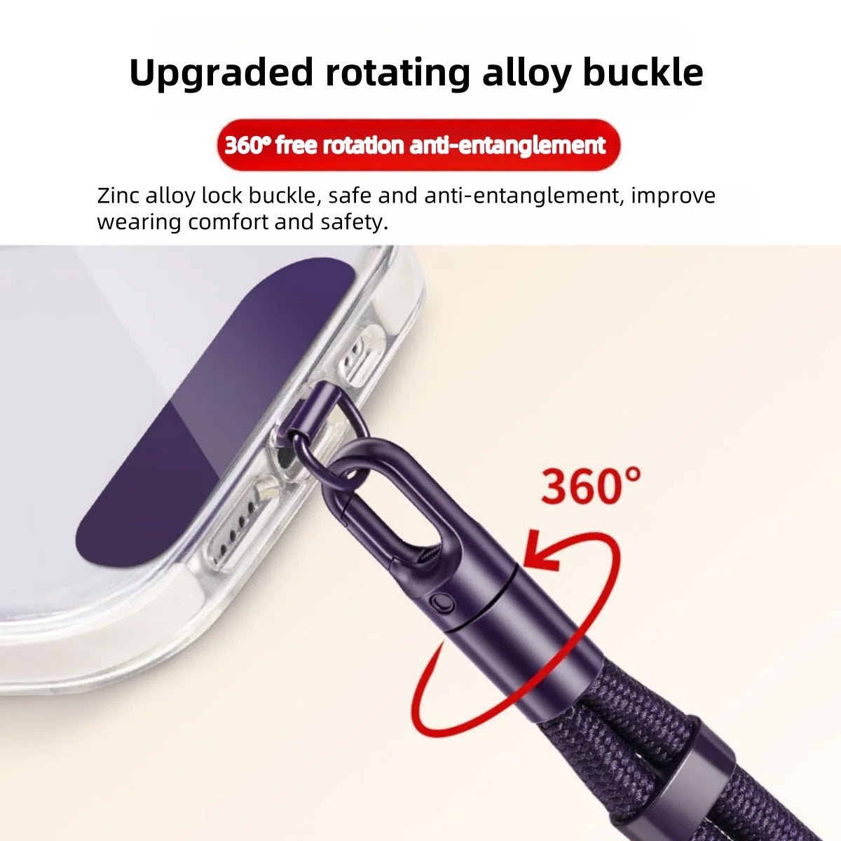 Universal Phone Lanyard with Clip – Anti-Drop 360° Rotation Adjustable Neck & Crossbody Strap for All Phones