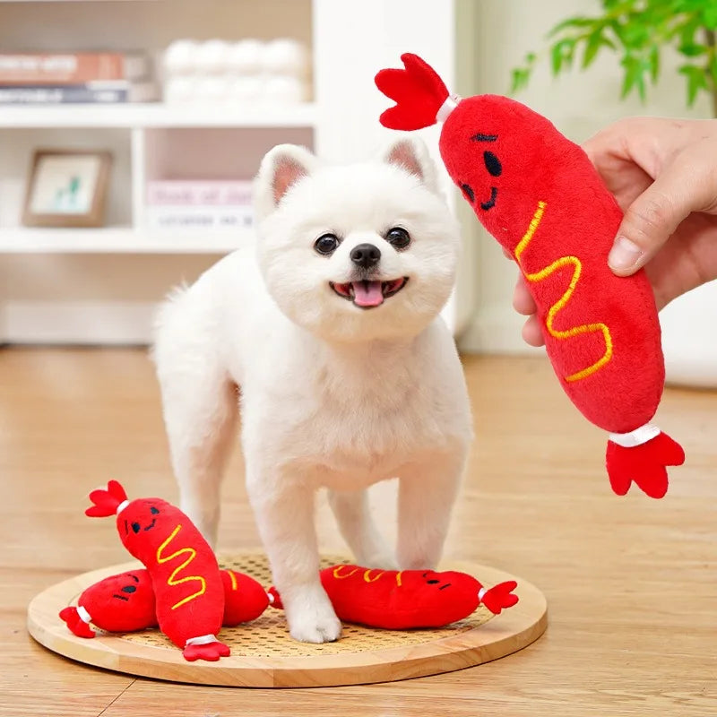 Hot Dog Squeaky Plush Toy - Bite-Resistant Puppy Chew – photo 2