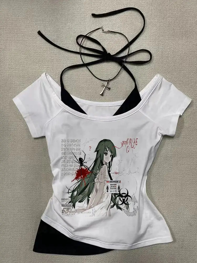 Rock Goth Fashion Streetwear Punk Women Vest Hiphop Harajuku Letter Print Retro Slim Crop top Sleeveless Top E-girl Y2k Tank Top