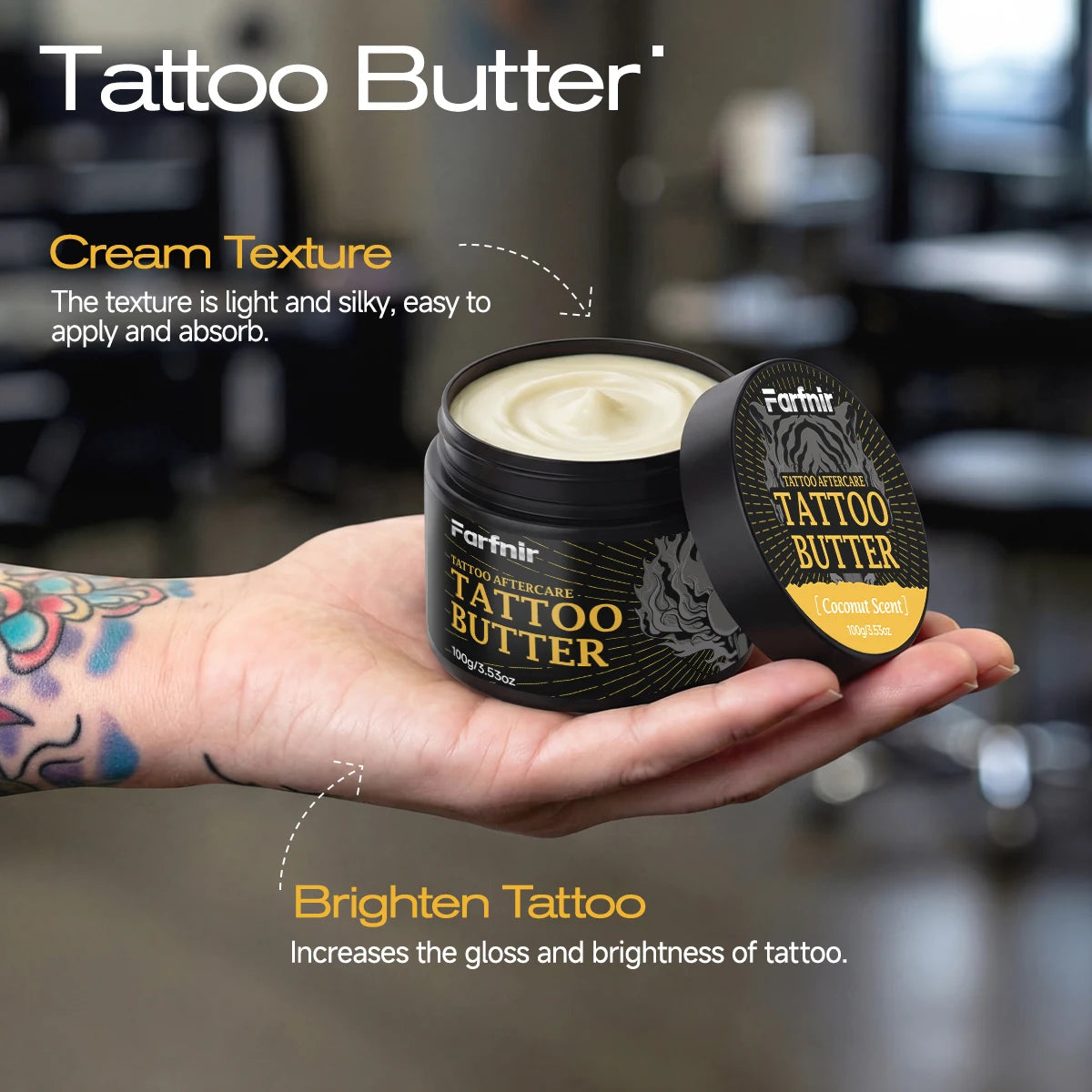 100g Tattoo Butter, Naturally Extracted, Brightens Tattoos and Moisturizes Skin.