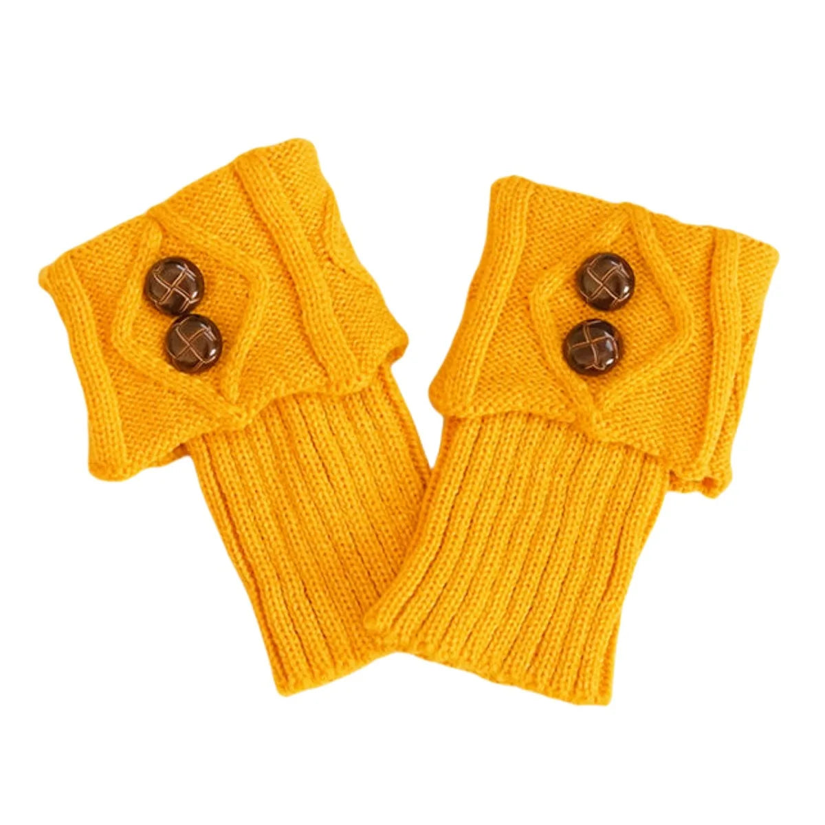 Women's Knit Boot Cuffs, Short Leg Warmers with Buttons