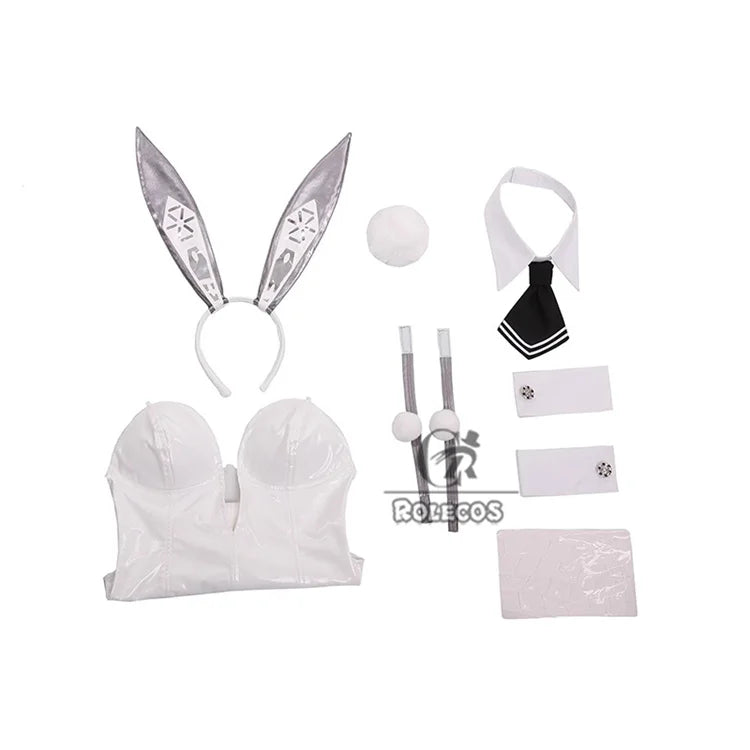 ROLECOS NIKKE Goddess of Victory Blanc Bunny Girl Costume Noir Bunny Suit Women Sexy Cosplay Suit White and Black Jumpsuits