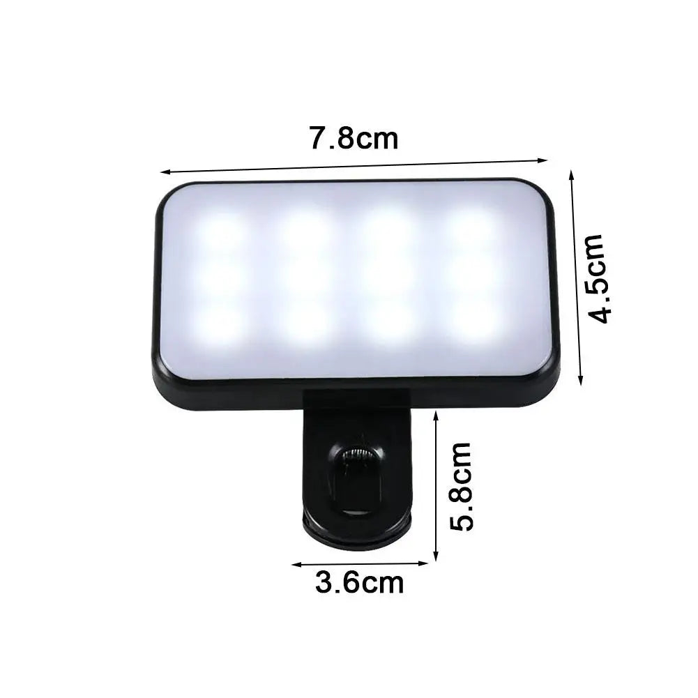 Portable Mini LED Selfie Fill Light 3 Modes Adjustable Brightness Rechargeable Clip On For Mobile Phone Laptops Live Video Light