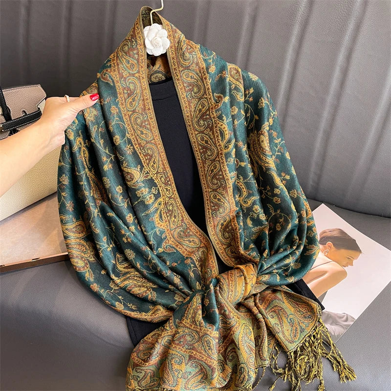 Women's Printed Pashmina Shawl, Soft Winter Scarf