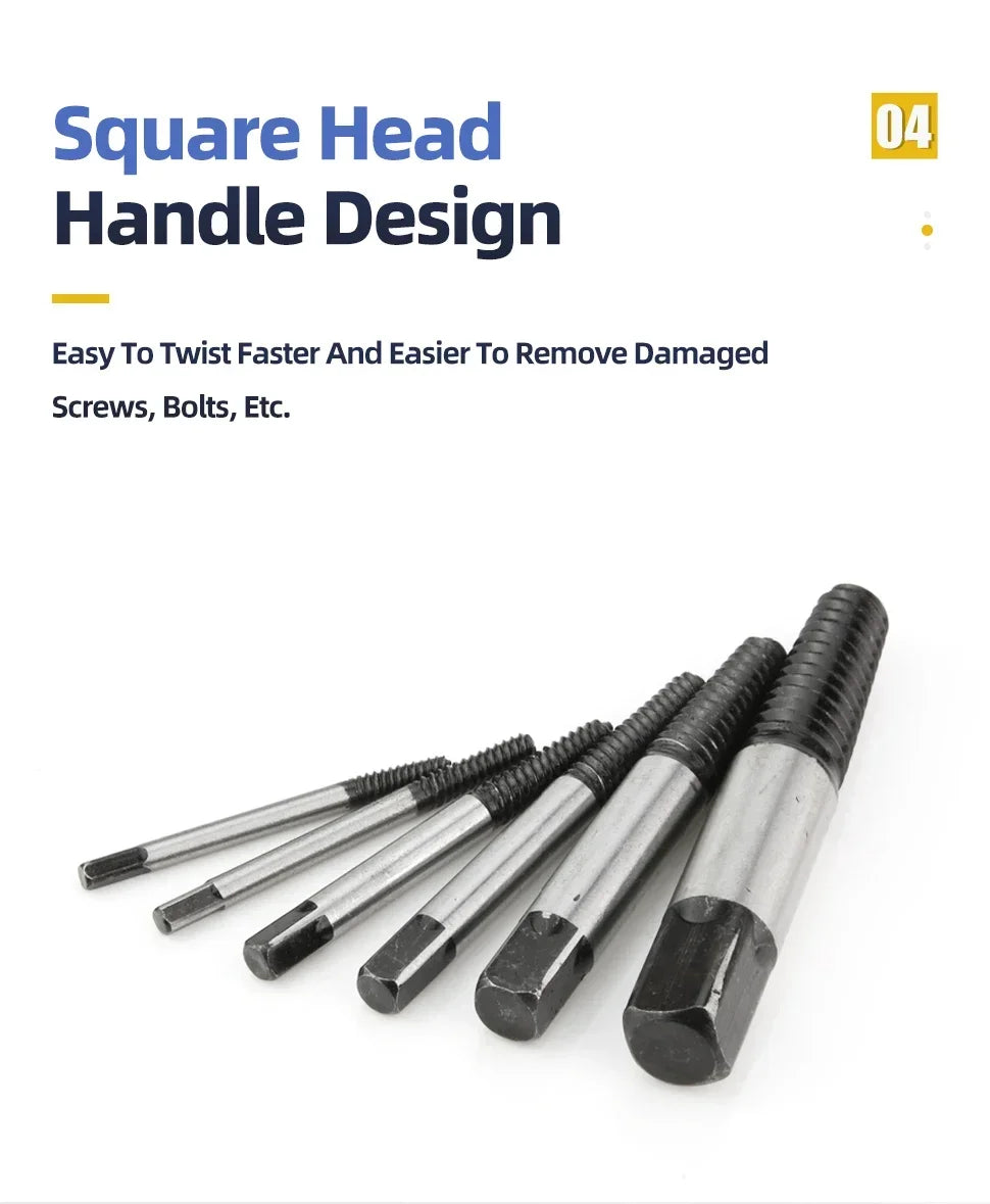 5/6Pcs Screw Extractor Metal Drill Bit Set Damaged Screws Remover Extractor Woodworking Tools Broken Bolt Water Pipe Extractor