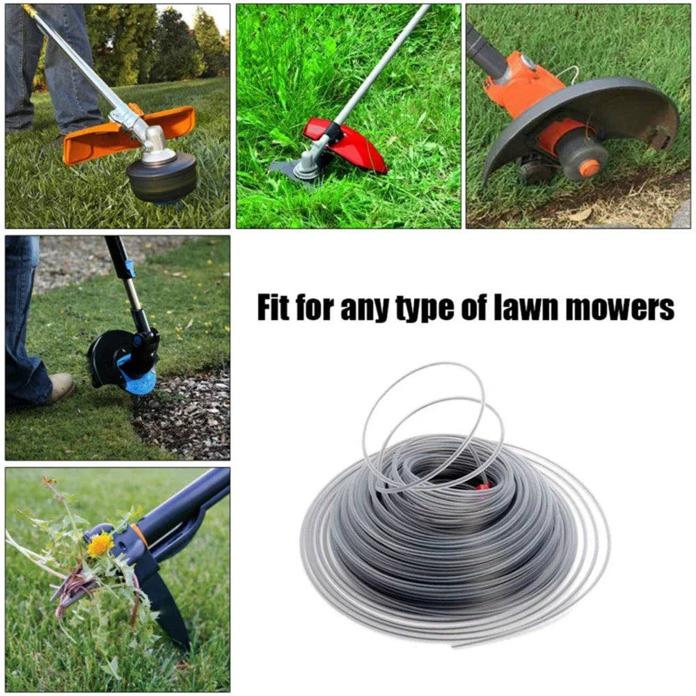 Steel Wire Grass Trimmer Line 2-4mm x 15M – Round Nylon Brushcutter Rope for Lawn Mowers