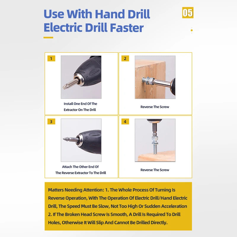 TOOLEYE Damaged Screw Extractor Set Center Drill Bit Set Woodworking Tools Broken Bolt Extractor Bolts Screws Remover Extractor