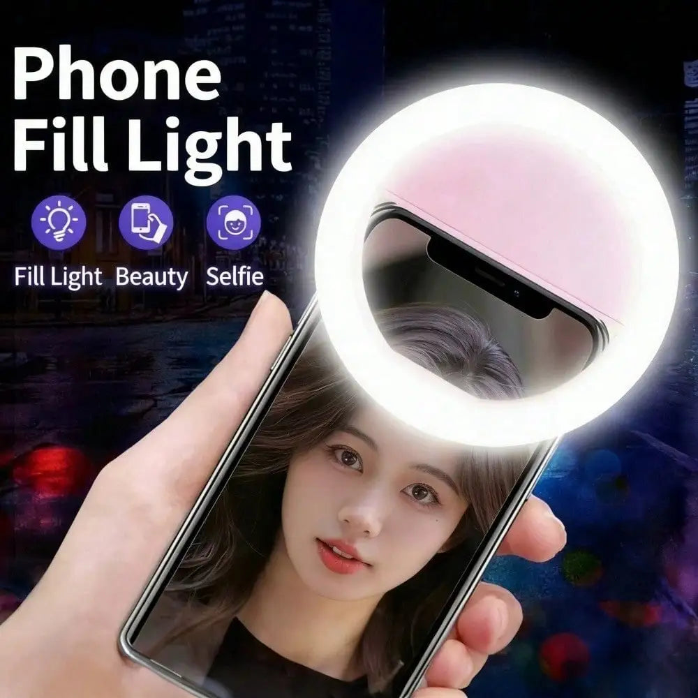 Teckwe Selfie Ring Light – Rechargeable Clip-On Fill Light with 4 Brightness Levels for Smartphone Photography