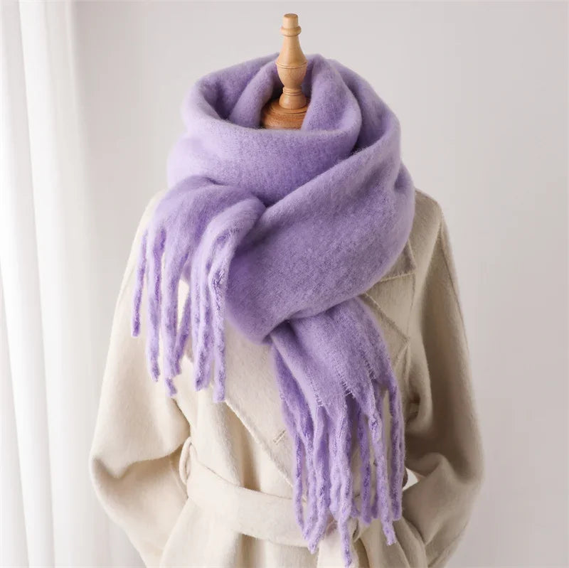 Women's Solid Tassel Blanket Shawl - Long Cashmere-Feel Poncho Wrap - photo 8