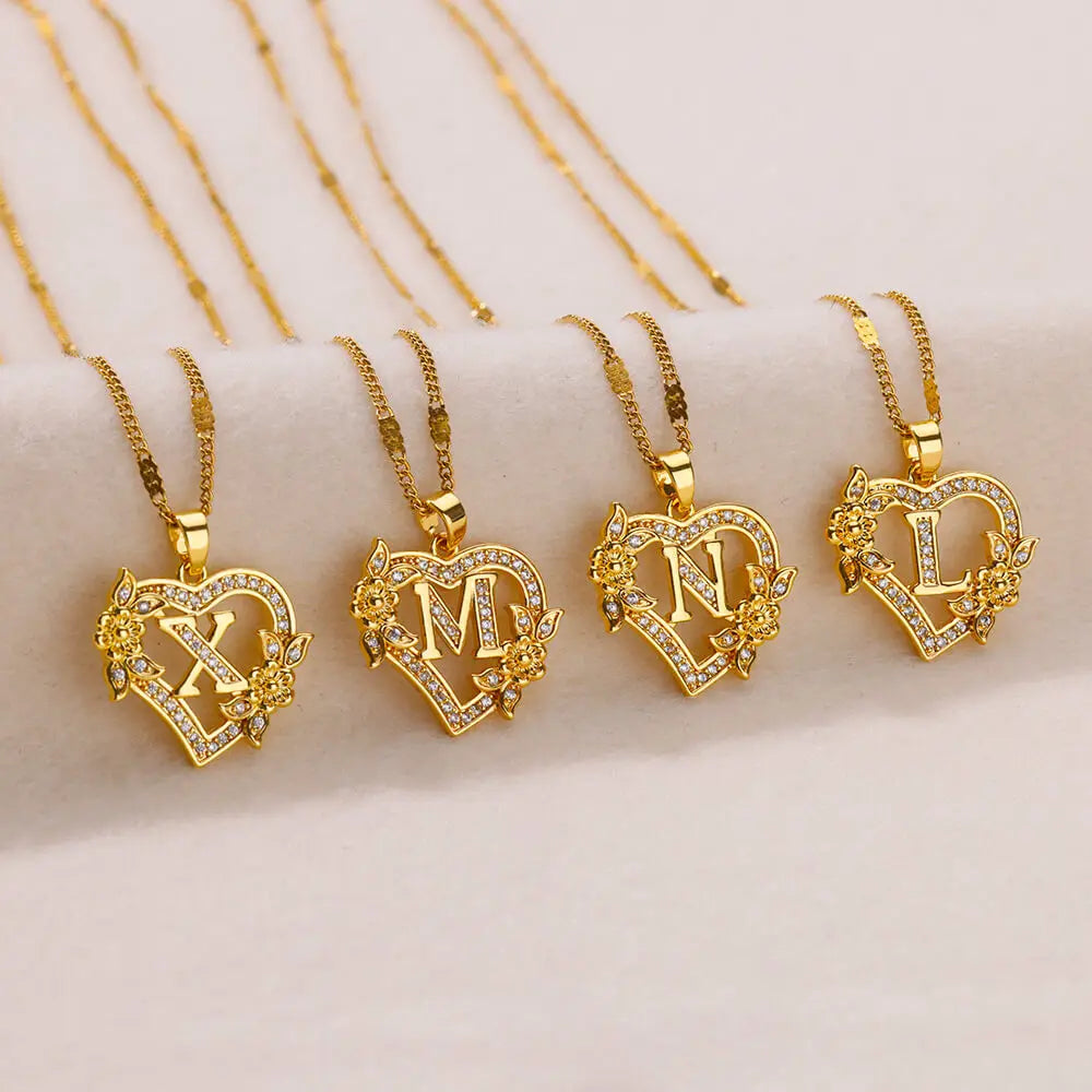 Initial Heart Necklace – Gold-Tone A-Z Letter Pendant