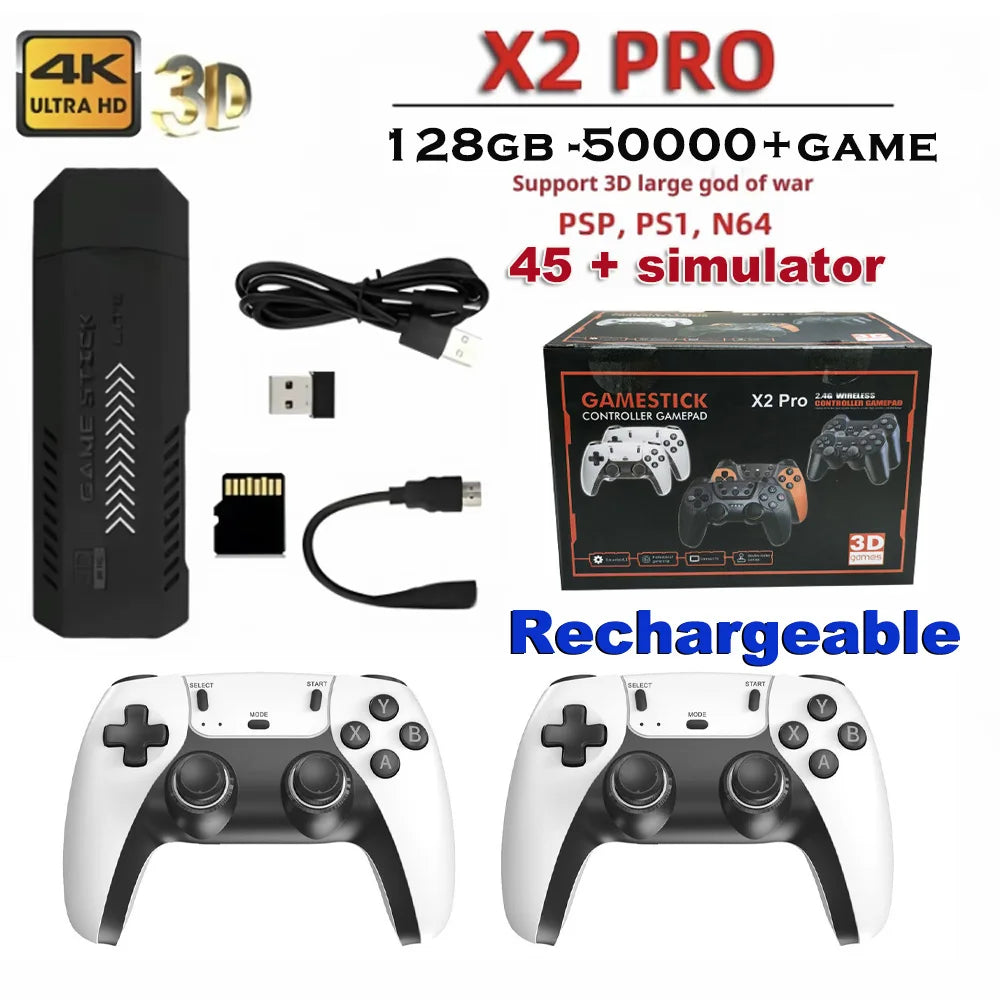 X2 Pro Retro Game Console – 50,000+ Games, 40+ Emulators, 4K HD & Wireless Controllers | PS1/N64/DC