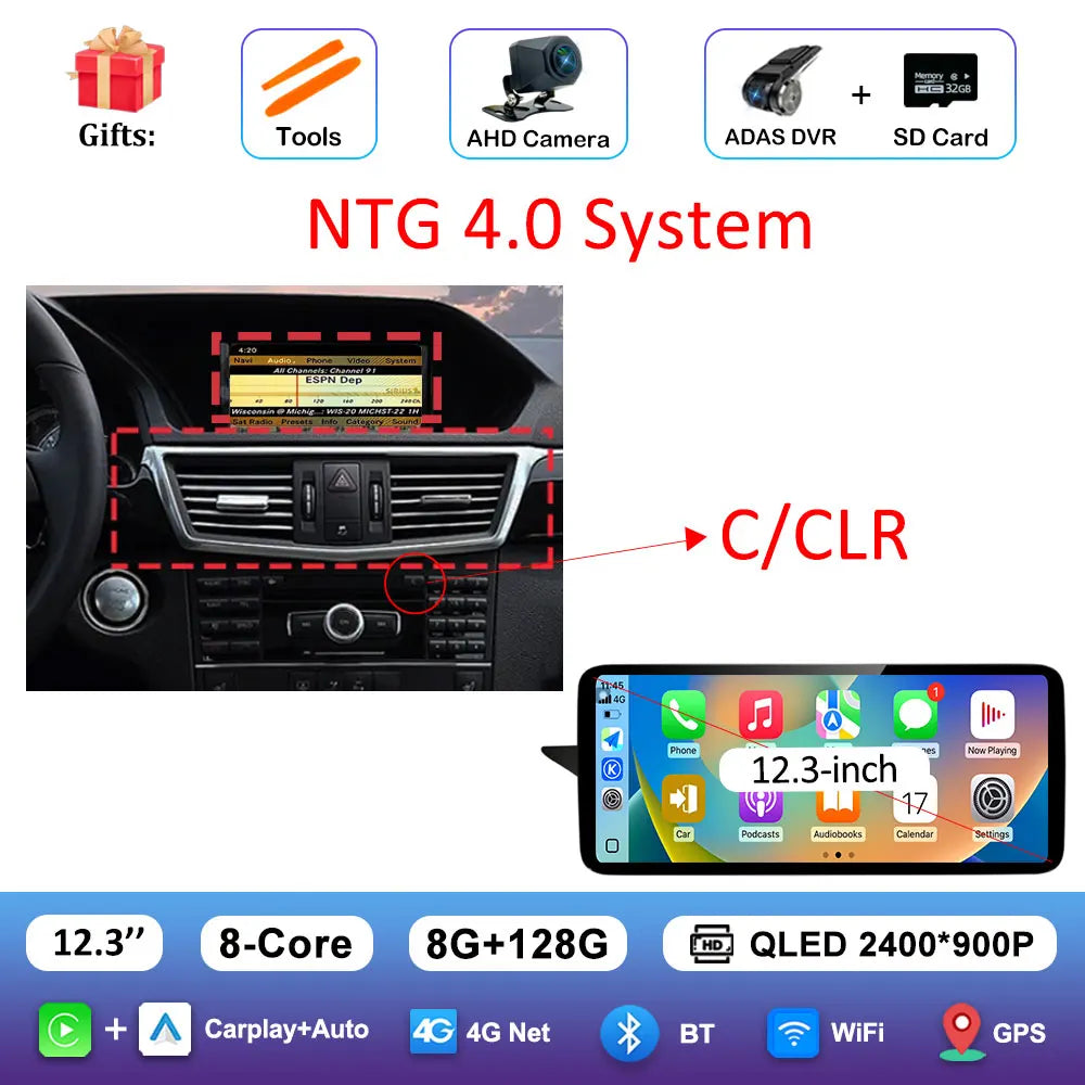 Android Car Stereo for Mercedes-Benz E-Class W212 (2009–2016) — CarPlay, QLED Screen, 4G, GPS