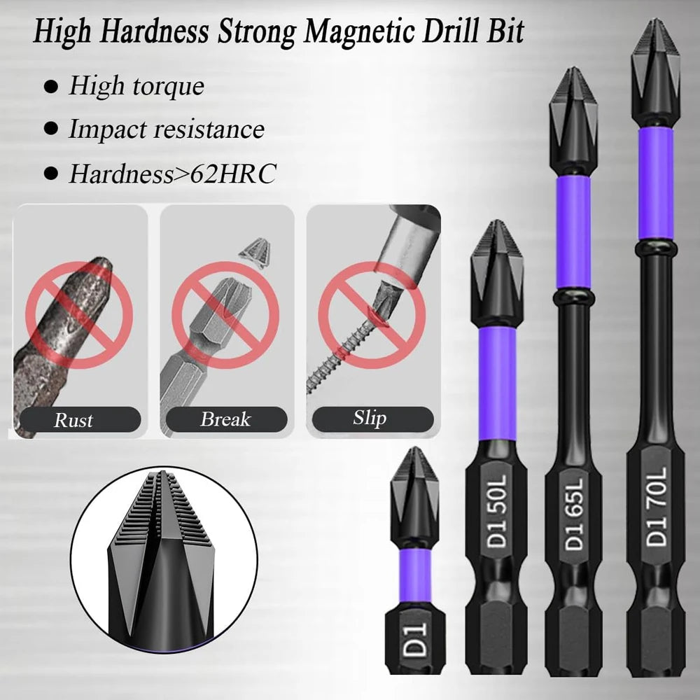 PH2 Impact Driver Bit Set 5-60PCS – Magnetic Cross Screwdriver Alloy Steel Non-Slip Drill Bits