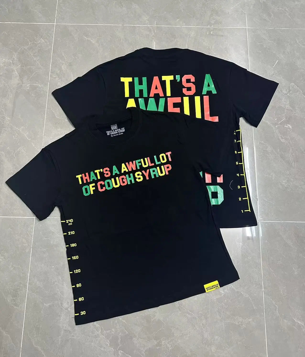 That's A Awful Lot of Cough Syrup Short Sleeve American Street Pop Hip-hop Cartoon Pattern Print Tops COUGH SYRUP T-shirt