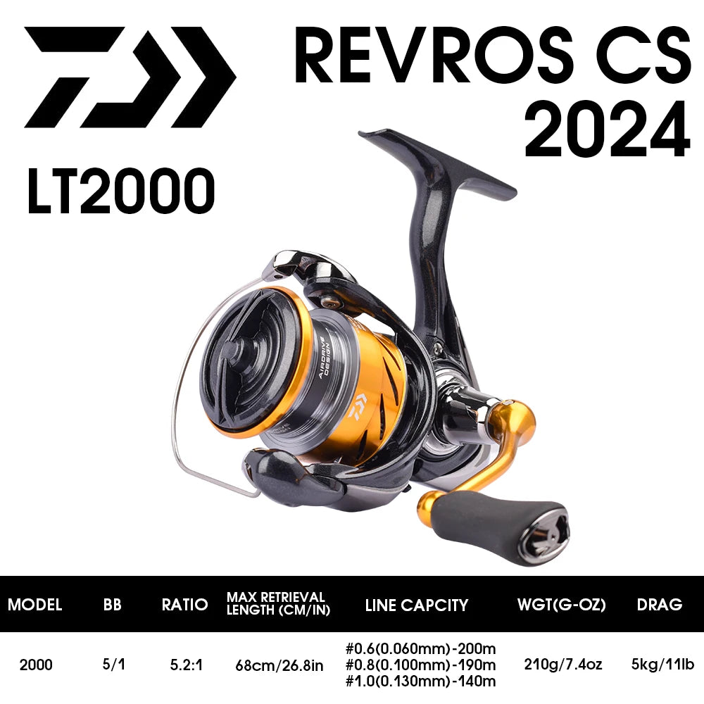 2024 DAIWA Fishing Spinning Reel REVROS CS LT 1000-6000 Fishing Reels 5KG/10KG/12KG Power 5.3:1/6.2:1 Seawater Spinning Reels