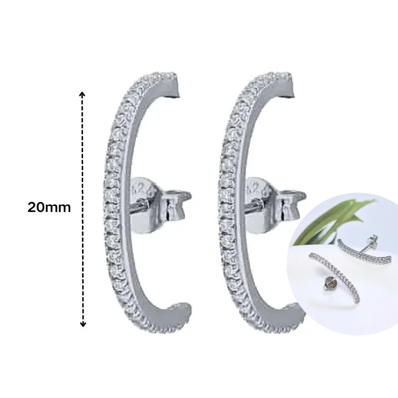 925 Sterling Silver Tassel Hoop Earrings for Women - White Zircon