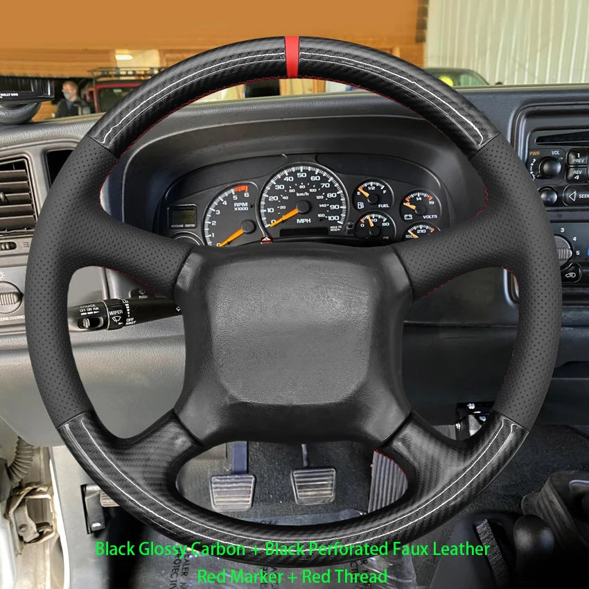 Black Faux Leather Car Steering Wheel Cover For Chevrolet Silverado 1500 Avalanche Blazer K 1500 Chevy Van Tahoe 1999-2002